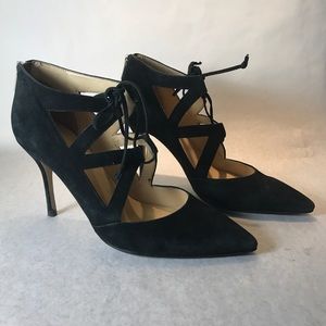 Ivanka Trump_black suede lace-up pumps